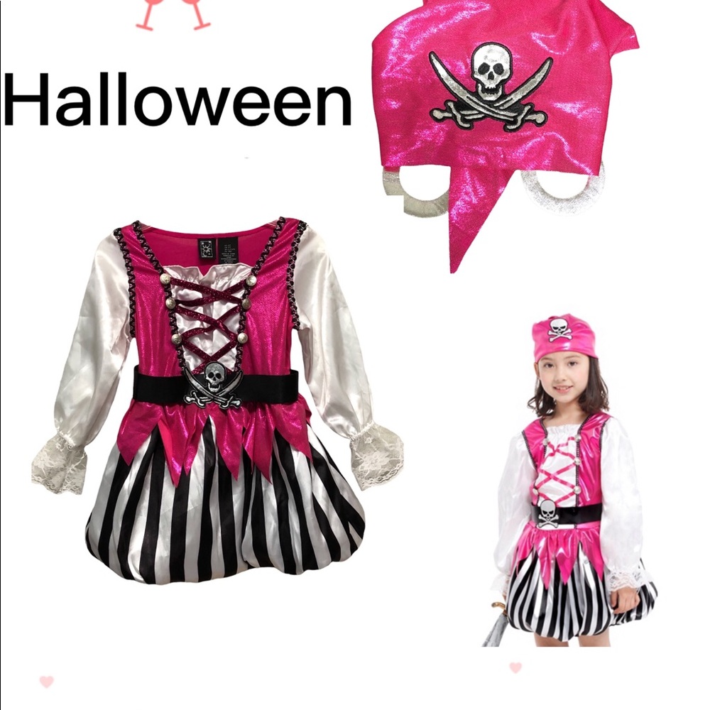 Girl's Pink Pirate Dress-up Play Costume Set, Size 4T